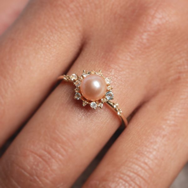 14k Pastel Pink Pearl Statement Ring Supply - Image 2