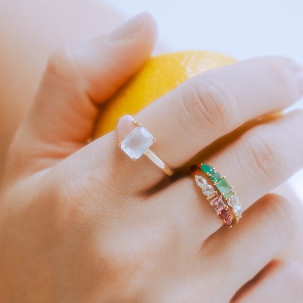Solid Gold Toi et Moi Colorful Gemstone Ring Online now - Image 3