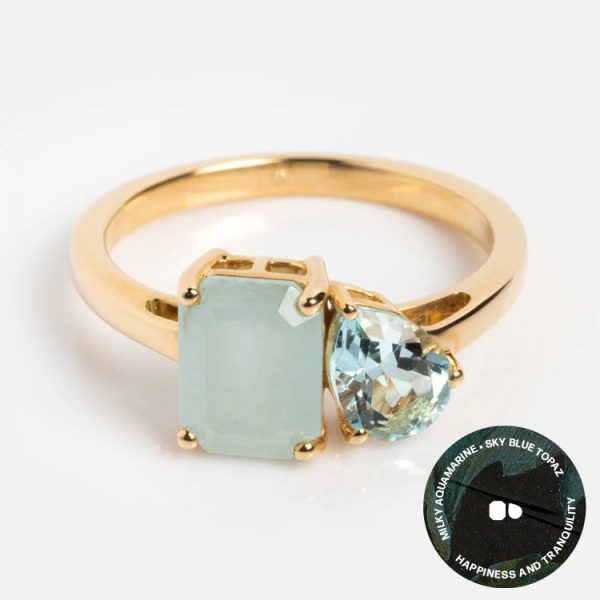 Solid Gold Toi et Moi Colorful Gemstone Ring Online now